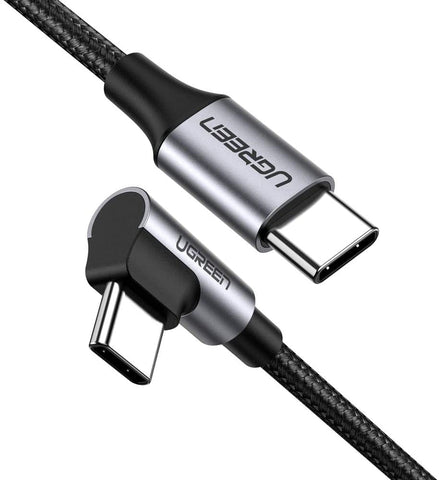 Usb-C To Angled Usb2.0-C Round Cable M/M Aluminum Shell Nickel Plating 1M (Gray Black) 50123