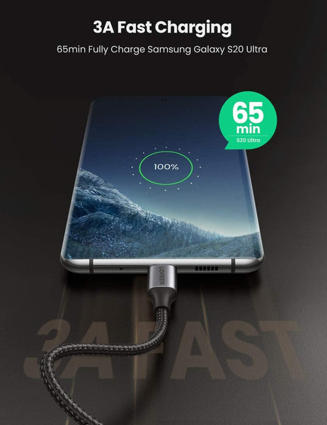 Usb C To Angled Usb2.0 C Round Cable M/M Aluminum Shell Nickel Plating 1M (Gray Black) 50123 Usb Cables Hubs & Adapters
