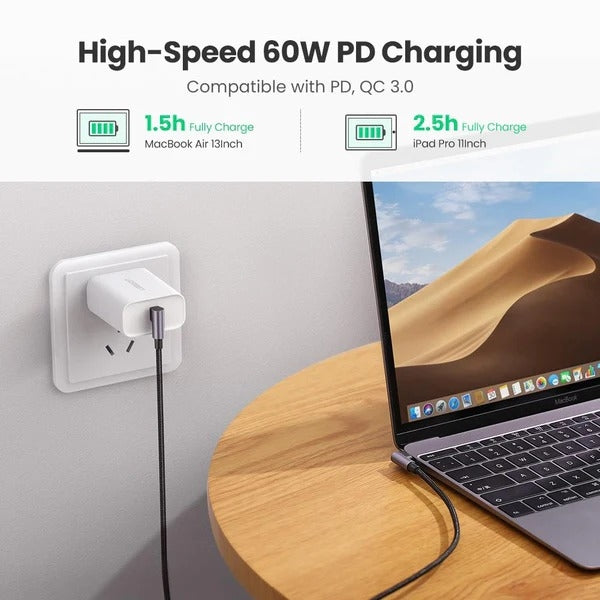 Ugreen 70529 60W Angle Usb C To Cable 1M Cables & Adapters