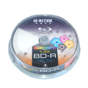 Ritek Blu-Ray Bd-R 2X 25Gb 130Min White Top Printable 10Pcs