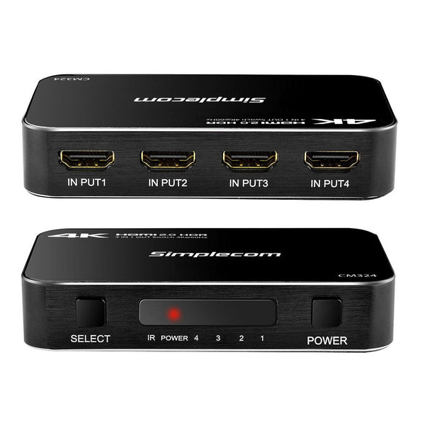 Simplecom Cm324 Way Hdmi 2.0 Switch With Remote In 1 Out Splitter Hdcp 2.2 4K @60Hz Uhd Hdr