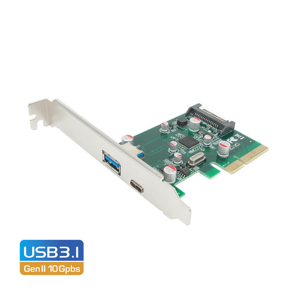 Simplecom Ec312 Pci-E 2.0 X4 To Port Superspeed+ Usb 3.1 Gen Ii 10Gpbs Type-C And Type-A Host Expansion Card