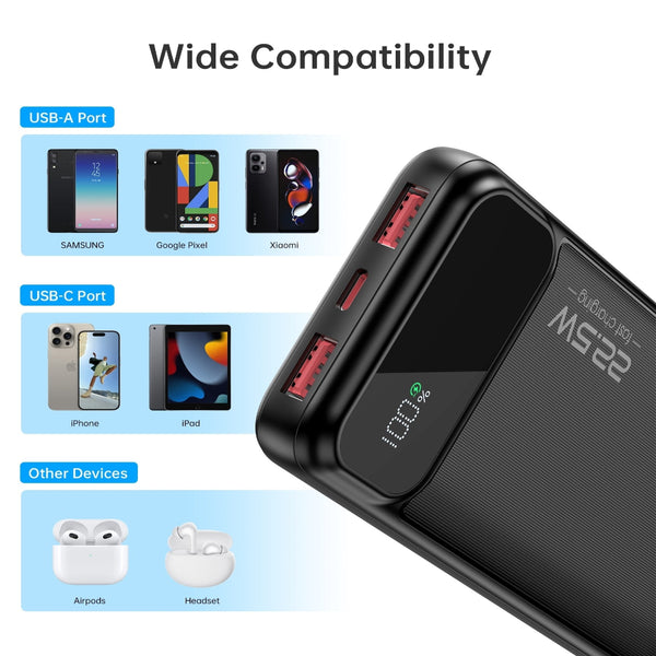 Choetech B728 10000Mah Power Bank Pd22.5W With Digital Display Chargers & Cradles