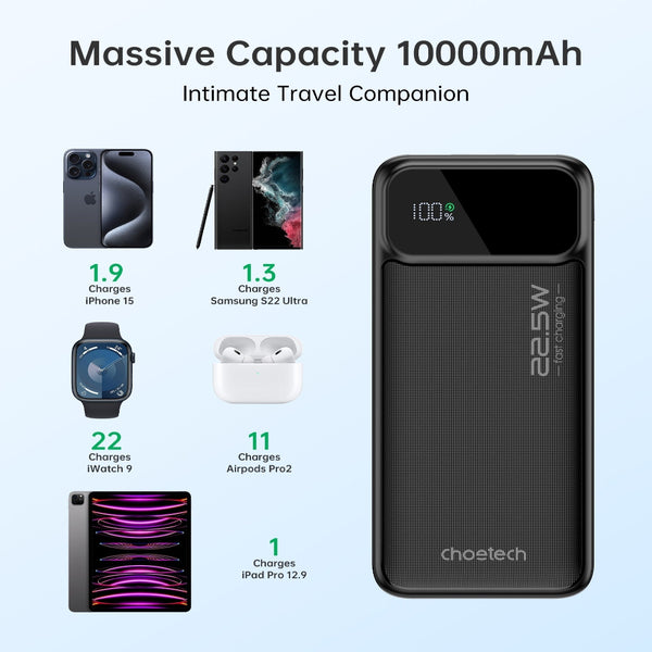 Choetech B728 10000Mah Power Bank Pd22.5W With Digital Display Chargers & Cradles