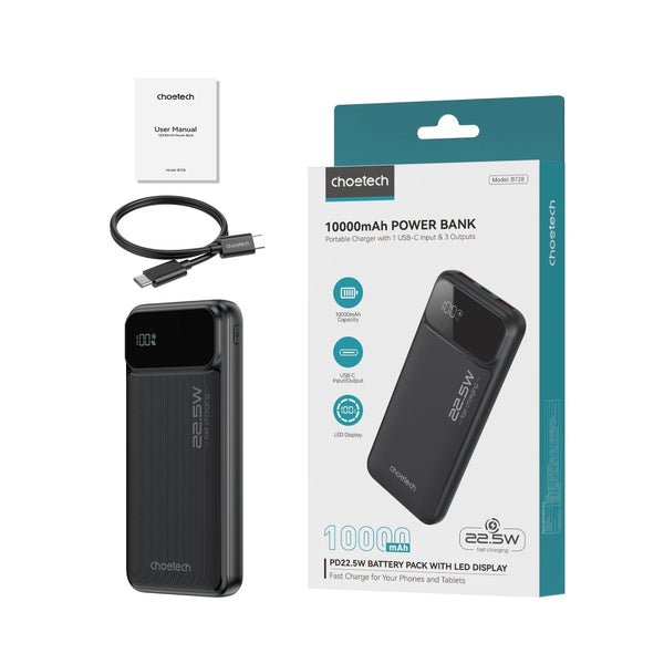 Choetech B728 10000Mah Power Bank Pd22.5W With Digital Display Chargers & Cradles