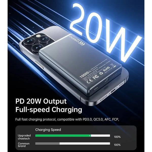 Choetech B739 Bk 20W Slim Usb 10000Mah Magnetic Power Bank Black Chargers & Cradles