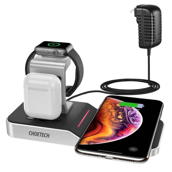 Choetech T316 4-In-1 Wireless Charging Station For Iphone/Apple Watch/Ipod And All Qi Cell Phones