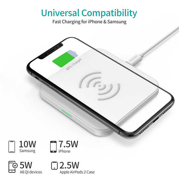 Choetech T511-S Qi Certified 10W/7.5W Fast Wireless Charger Pad (White)