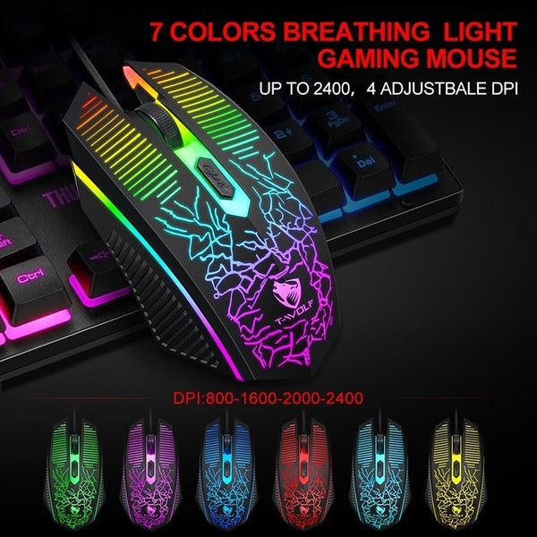 T T Wolf Tf400 4 Pcs Rainbow Keyboard/Mouse/Headphone/Mouse Pad Kit Set Keyboard & Mouse Bundles