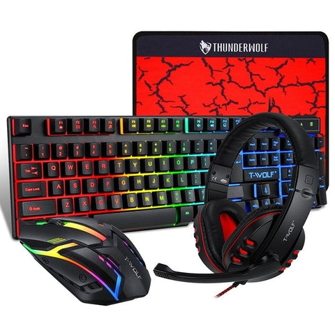T Wolf Tf800 Rgb 4 Pcs Gaming Keyboard/Mouse/Headphone/Mouse Pad Kit Set Keyboard & Mouse Bundles