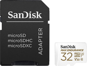 Sandisk Max Endurance Microsdhc Card Sqqvr 32G (15 000 Hrs) Uhs-I C10 U3 V30 100Mb/S R 40Mb/S W Sd Adaptor Sdsqqvr-032G-Gn6ia
