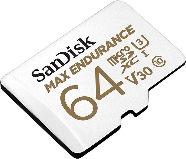 Sandisk Max Endurance Microsdxc Card Sqqvr 64G (30 000 Hrs) Uhs-I C10 U3 V30 100Mb/S R 40Mb/S W Sd Adaptor Sdsqqvr-064G-Gn6ia