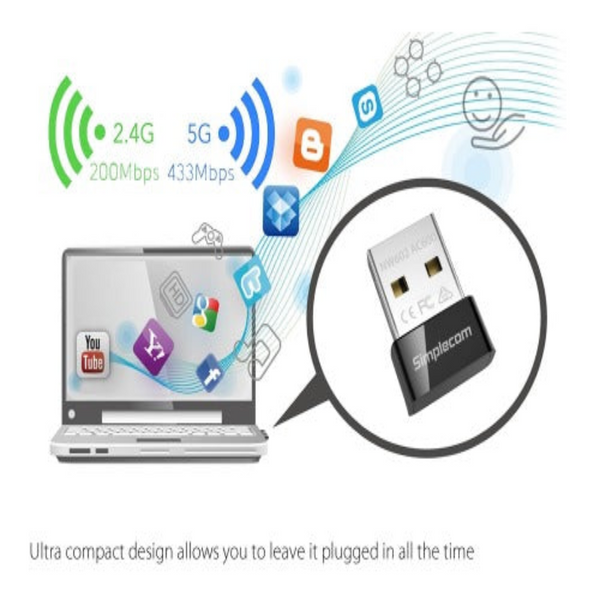 Simplecom Nw602 Ac600 Dual Band Nano Usb Wifi Wireless Adapter Usb Wi Fi Adapters/Dongles