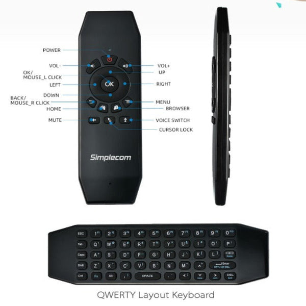 Simplecom Rt150 2.4Ghz Wireless Remote Air Mouse Keyboard With Ir Learning Keyboard & Mouse Bundles