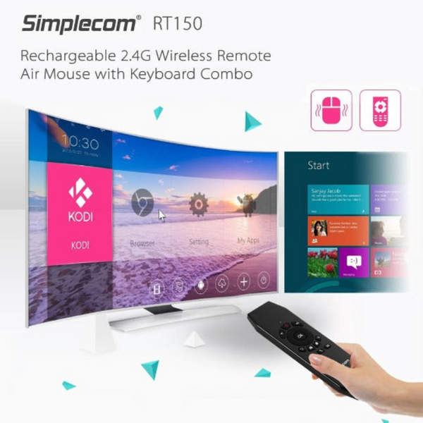 Simplecom Rt150 2.4Ghz Wireless Remote Air Mouse Keyboard With Ir Learning Keyboard & Mouse Bundles