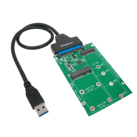 Simplecom Sa221 Usb 3.0 To Msata + Ngff M.2 (B Key) Ssd In Combo Adapter