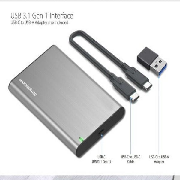 Simplecom Se221 Aluminium 2.5'' Sata Hdd/Ssd To Usb 3.1 Enclosure Black Drive Enclosures & Docks
