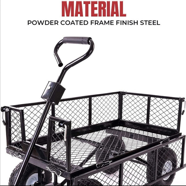 Directly2u Garden Dump Rolling Mesh Cart With Heavy Duty Steel Frame10 Inch Pneumatic Tires Maximum Load Capacity Of 300 Kg (Black) Wheelbarrows Carts