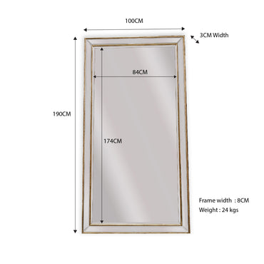 Gold Beaded Framed Mirror - X Large 190Cm 100Cm