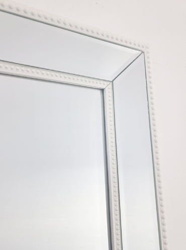 White Beaded Framed Mirror - Free Standing 50Cm X 170Cm