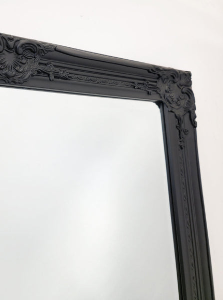 French Provincial Ornate Mirror - Black Medium 70Cm X 170Cm