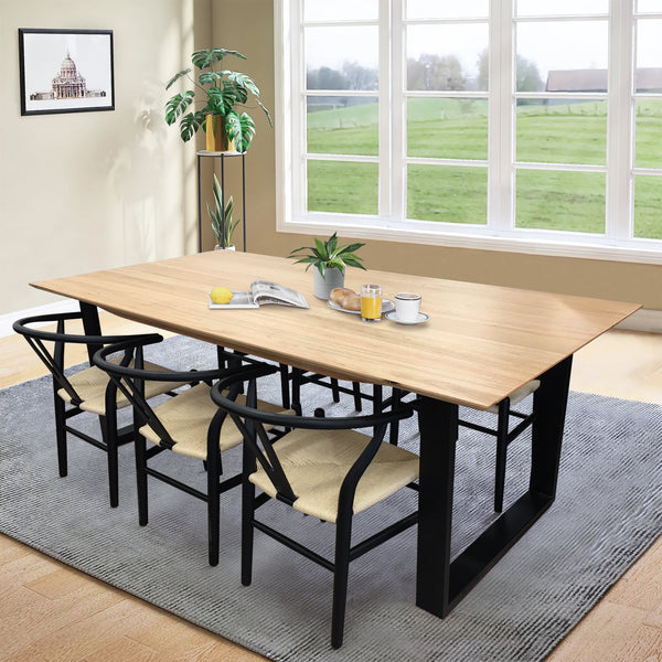 Aconite 7Pc 180Cm Dining Table Set 6 Wishbone Chair Solid Messmate Timber Wood