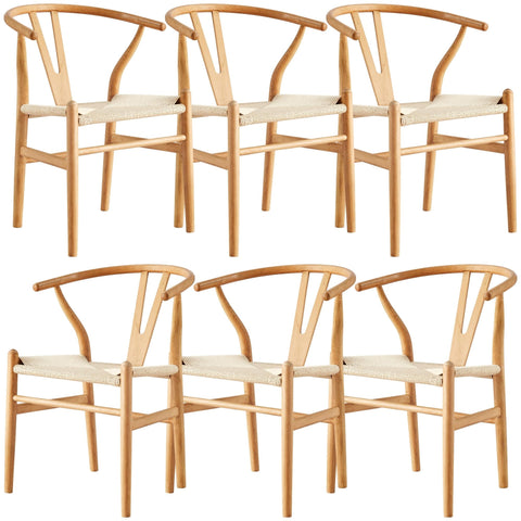 Anemone Set Of 6 Wishbone Dining Chair Beech Timber Replica Hans Wenger Natural