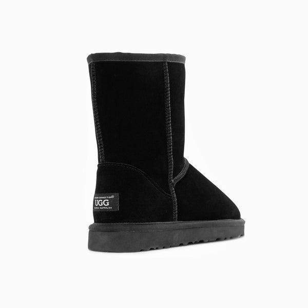 Ugg Boots Genuine Australian Sheepskin Unisex Short Classic Suede (Black Eu36) Slippers