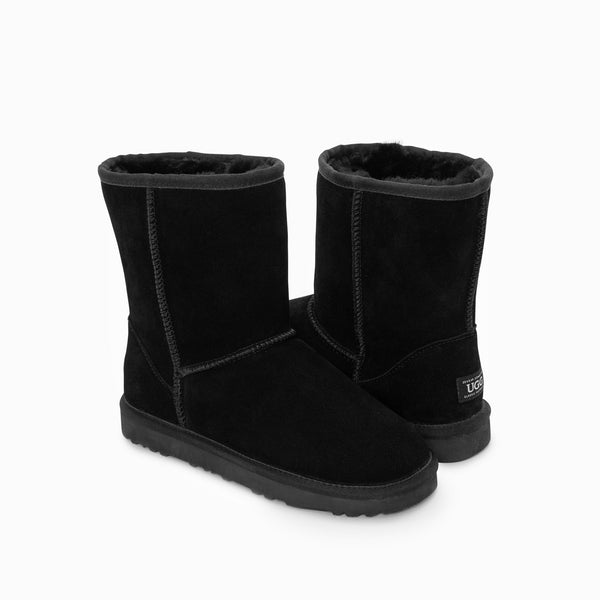 Ugg Boots Genuine Australian Sheepskin Unisex Short Classic Suede (Black Eu36) Slippers