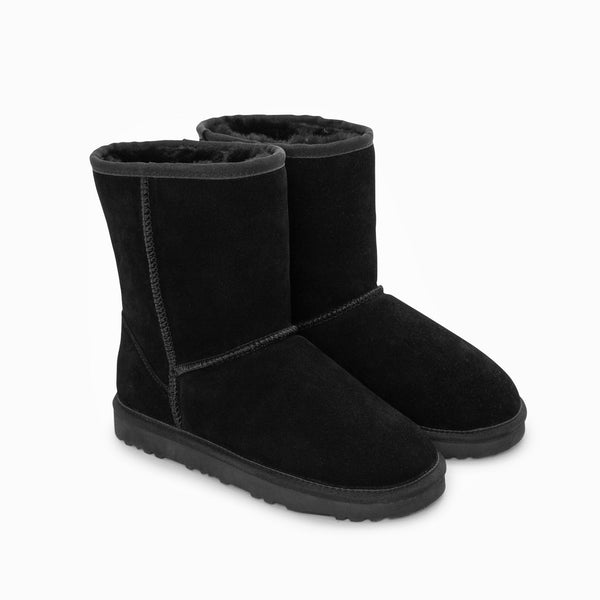 Ugg Boots Genuine Australian Sheepskin Unisex Short Classic Suede (Black Eu43) Slippers
