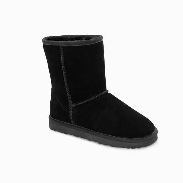 Ugg Boots Genuine Australian Sheepskin Unisex Short Classic Suede (Black Eu44) Slippers