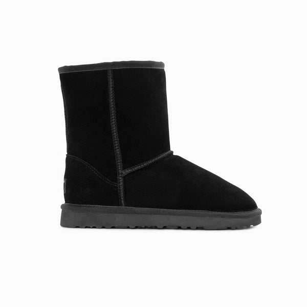 Ugg Boots Genuine Australian Sheepskin Unisex Short Classic Suede (Black Eu44) Slippers