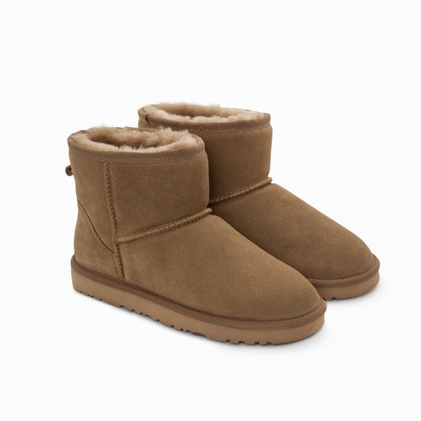 Ugg Boots Genuine Australian Sheepskin Unisex Mini Classic Suede (Olive) Slippers