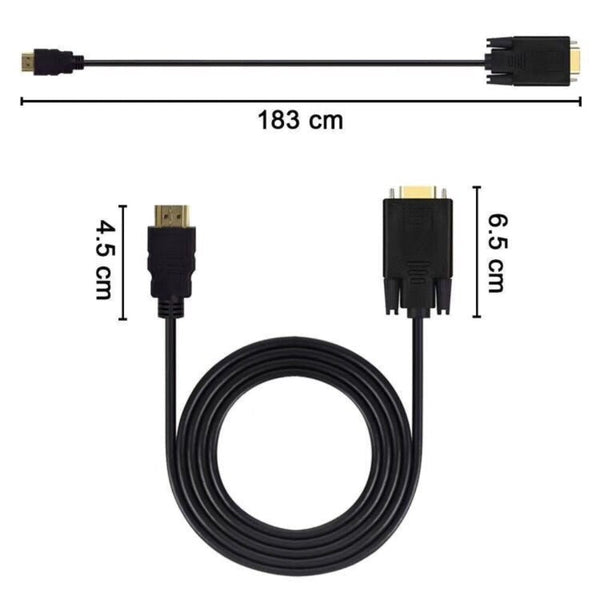 1.8M 6 Feet Hdmi Male To Vga Cable For Computer, Laptop, Pc, Monitor Etc