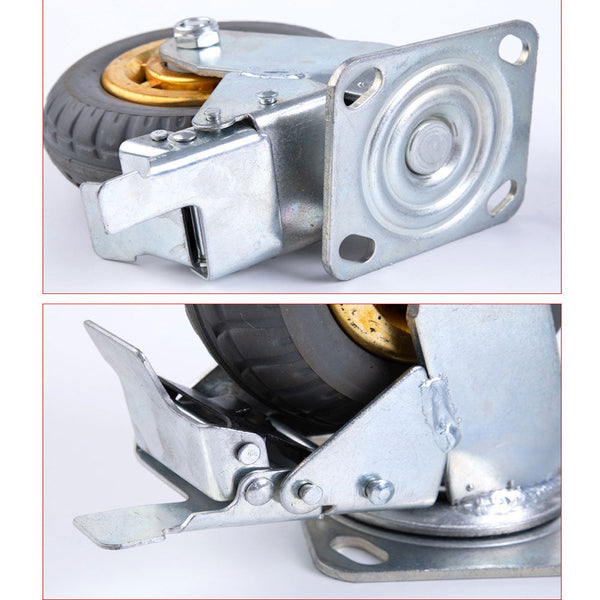 4X 8" Heavy Duty 2X Swivel Brake + Fixed Caster Tyre Tyres Wheel Wheels Castor 1000Kg Trolley Other Building Materials