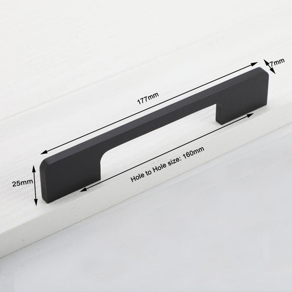 Slim Design Kitchen Cabinet Handles Drawer Bar Pull Black 160Mm