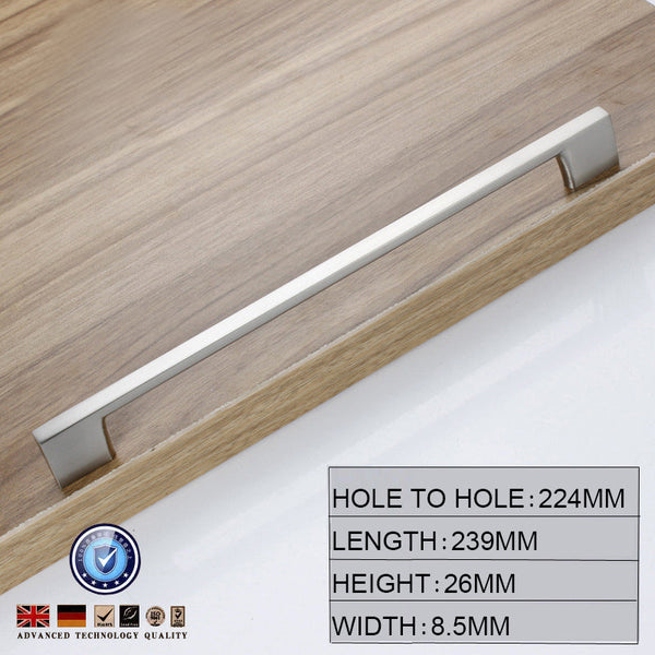 Brushed Nickel Kitchen Door Cabinet Drawer Handle Pulls 224Mm