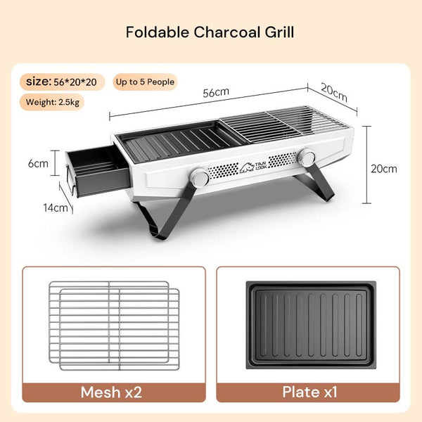 Foldable Portable Charcoal Frying Grill Grilling Outdoor Tabletop Bbq For Camping Hiking Picnics