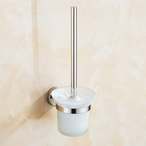 Toilet Brush Holder Wall Mount Rustproof Frosted Glass For Bathroom Toilet Brushes & Holders