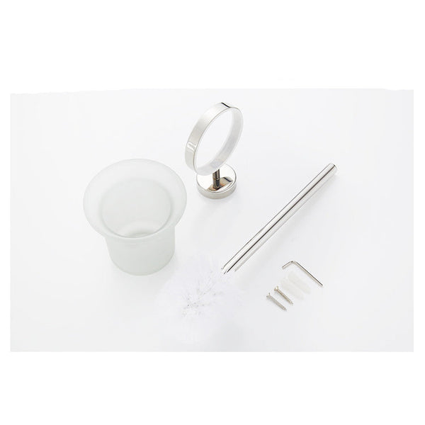 Toilet Brush Holder Wall Mount Rustproof Frosted Glass For Bathroom Toilet Brushes & Holders
