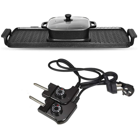 Large Electric Grill Hot Pot Hotpot 2 In 1 Barbecue Non-Stick Pan Grill/Korean Bbq/Shabu 2200W