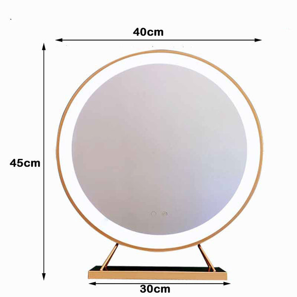 Touch Screen Table Desktop Led Light Vanity Mirror Makeup Round 40Cm Makeup Mirrors