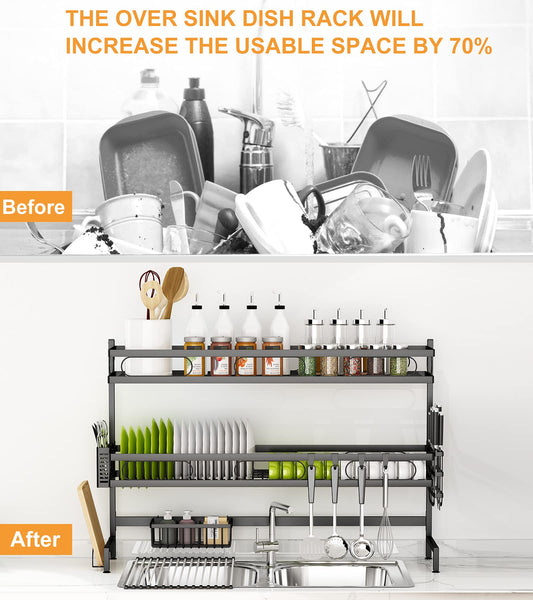 85Cm 3 Tier Over Sink Dish Drying Rack Drainer Kitchen Cutlery Holder Storage Organizer Grills & Griddles