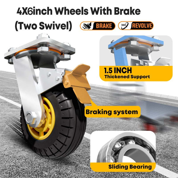 1000Kg Capacity Heavy Duty Foldable Platform Truck Flatbed Push Cart Steel Dolly Trolley Brake Tool & Equipment Trolleys