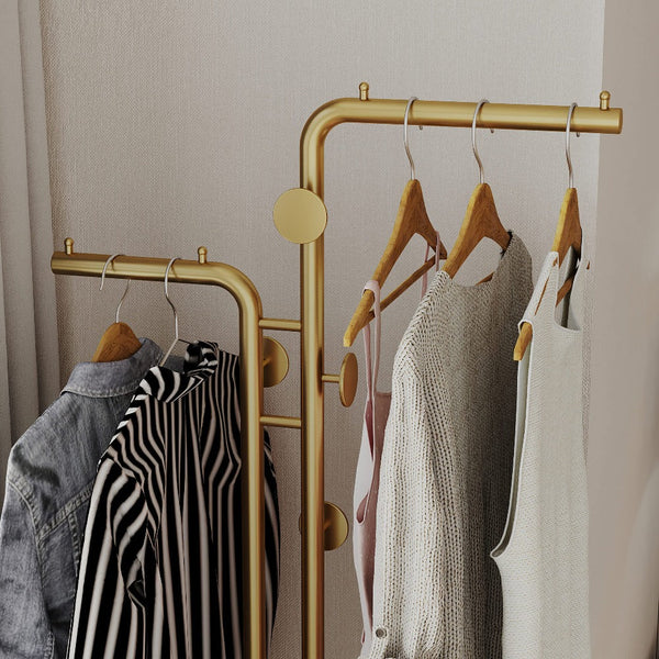 Metal Coat Rack Marble Base Hooks Clothes Coats Bag Tree Hat Display Hanger Stand Organiser 2 Pole Coat & Hat Racks