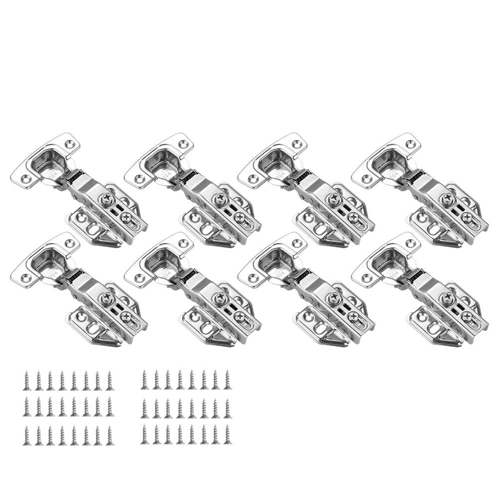8 Pack 304 Stainless Steel Cabinet Hinges 100 Degree Soft Closing Full Overlay Door Nickel Plated Finish Door Hinges