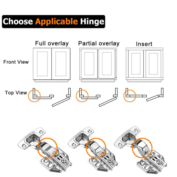 8 Pack 304 Stainless Steel Cabinet Hinges 100 Degree Soft Closing Full Overlay Door Nickel Plated Finish Door Hinges