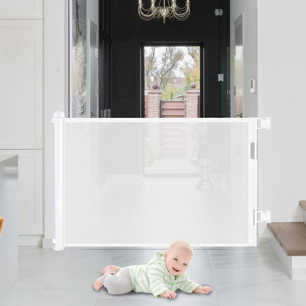 Retractable 3M Doorways Hallways Stairs Little One Gate Dog Pet Indoor Outdoor Safety Gates White Other Baby Proofing