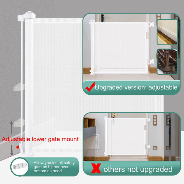 Retractable 3M Doorways Hallways Stairs Little One Gate Dog Pet Indoor Outdoor Safety Gates White Other Baby Proofing
