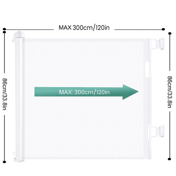 Retractable 3M Doorways Hallways Stairs Little One Gate Dog Pet Indoor Outdoor Safety Gates White Other Baby Proofing